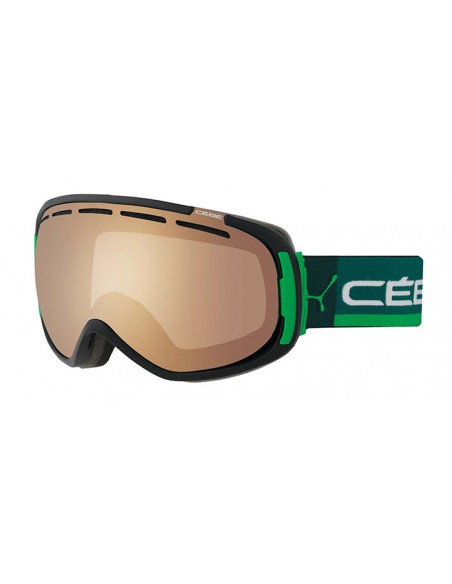 Vista desde la diagonal izquierda de las gafas deportivas Cebé: Feel In Black & Green - Brown.