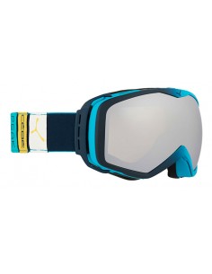 Vista desde la diagonal izquierda de las gafas deportivas Cebé: Peak Blue Tones - Silver Mirror.